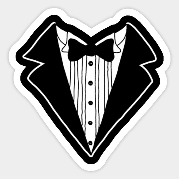 Bow Tie Tuxedo graphic design Tuxedo Sticker TeePublic